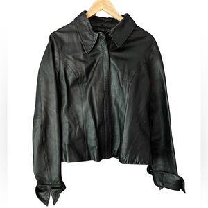 Attention Black Genuine Leather Jacket